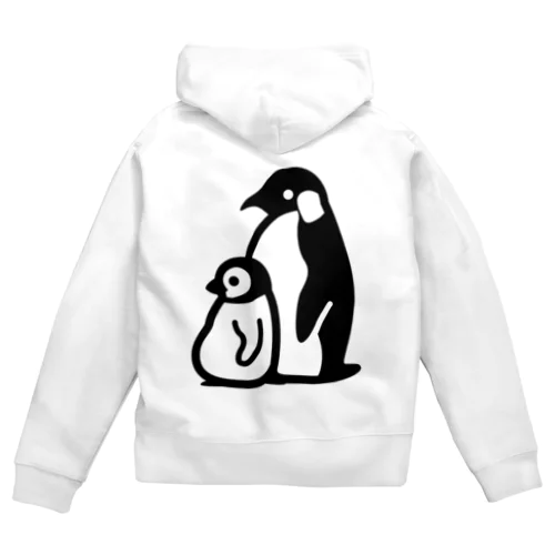 ぺんぎんのおやこ（黒） Zip Hoodie