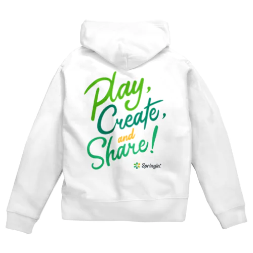 Springin’ 「Play, Create, and Share!」 ジップパーカー