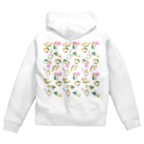 たっぷりシロハラインコちゃん【まめるりはことり】 Zip Hoodie