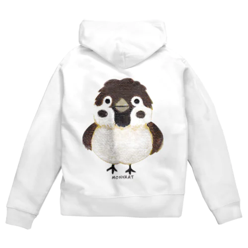 バックプリント スズメがちゅん Zip Hoodie