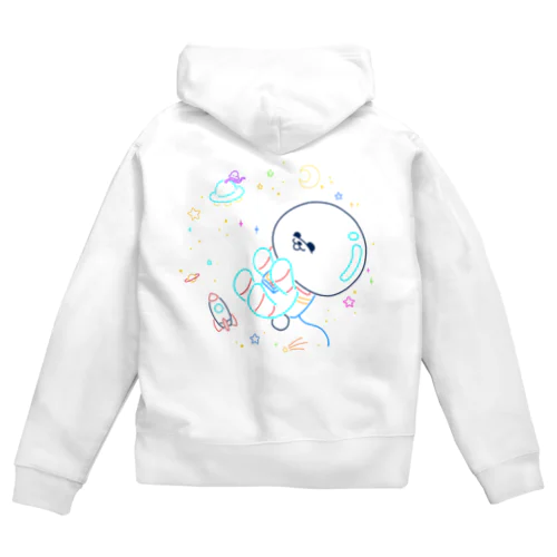 宇宙遊泳ビション・白 Zip Hoodie