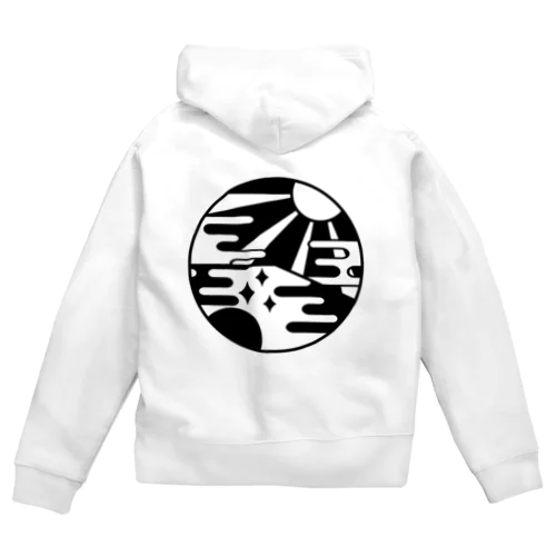 ツクモガミ　黒ロゴ　背面 Zip Hoodie