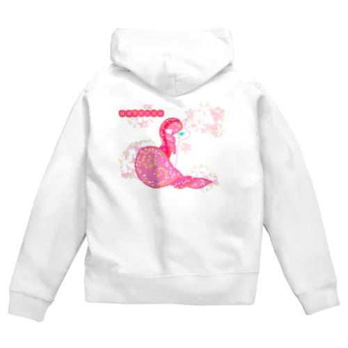 ピンクフラワーユニコーンちゃん Zip Hoodie