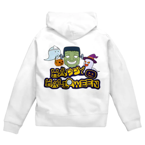 フランケンシュタインとゴーストの『ハッピーハロウィン！！』 Zip Hoodie