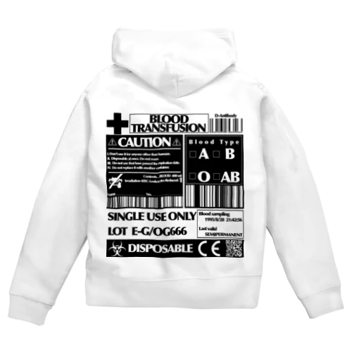 「輸血パック」 Zip Hoodie