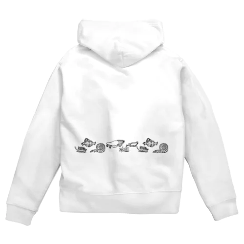 長く並ぶ古代生物 Zip Hoodie