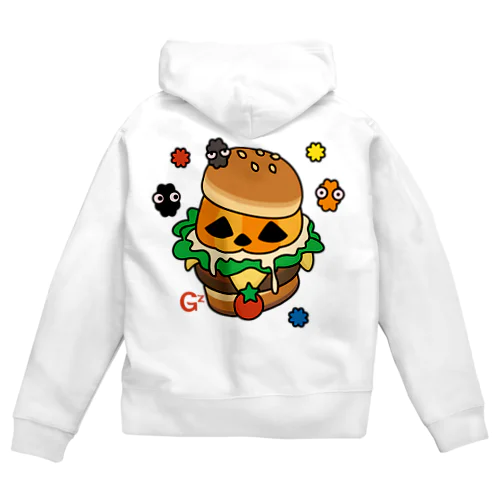 バックプリント　バーガー Zip Hoodie