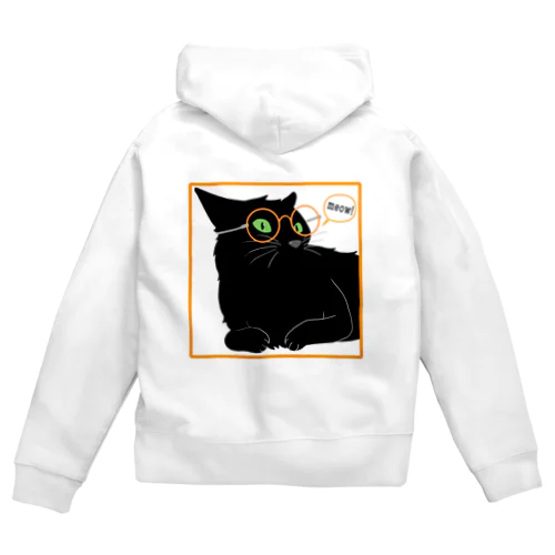 メガネ黒猫 Zip Hoodie