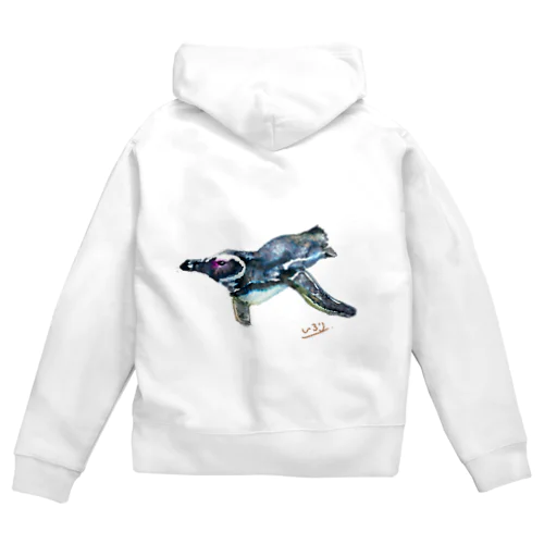 泳ぐペンギンちゃん Zip Hoodie