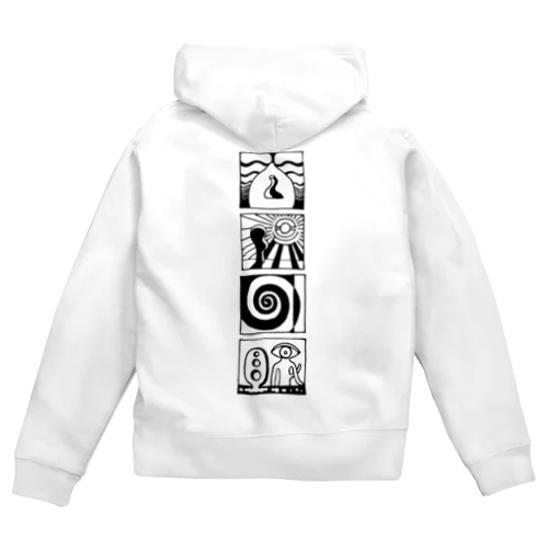 太陽の眼 文字絵SP(黒/縦長/両面) Zip Hoodie