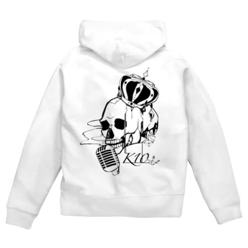 K10スカルロゴ 背面プリントパーカー Zip Hoodie