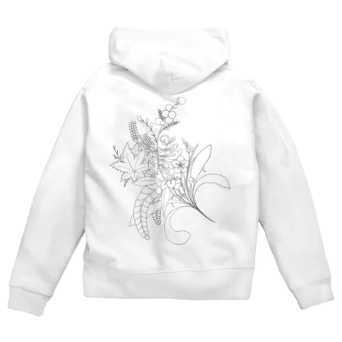 家紋花束[黒] Zip Hoodie