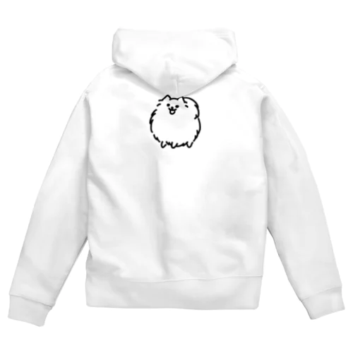 もふもふのポメラニアン(バックプリント) Zip Hoodie