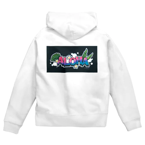 アロハ文字チョークアート Zip Hoodie