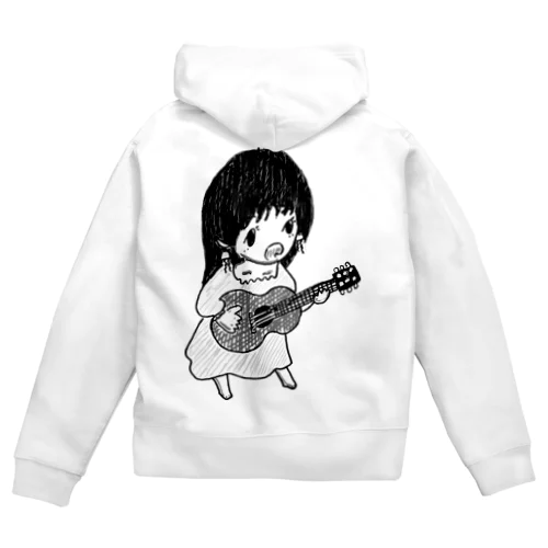 アコギ裸足（グレイ） Zip Hoodie