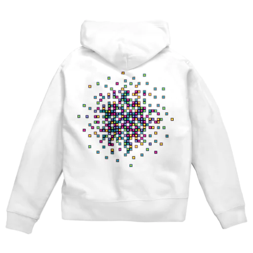 カラフルでランダムなブロックのパターン Zip Hoodie