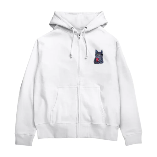 水彩画にゃんこ Zip Hoodie