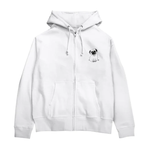 おすわりパグパーカー Zip Hoodie