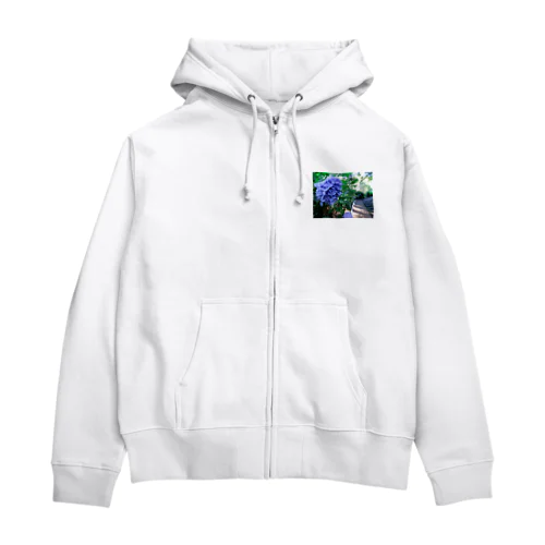 華にブルー Zip Hoodie