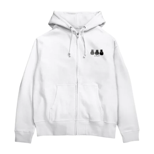 meme3匹（モノトーン） Zip Hoodie