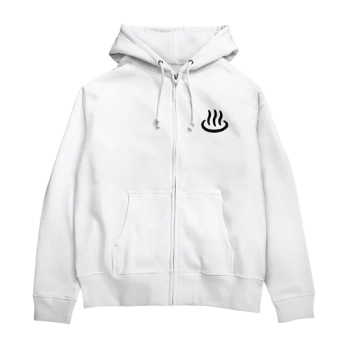 温泉マーク(黒) Zip Hoodie