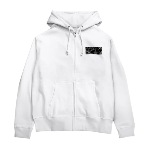 アジアン風モノクロ Zip Hoodie