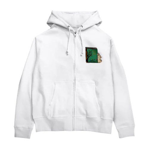 本好きうさぎのむーちゃん Zip Hoodie