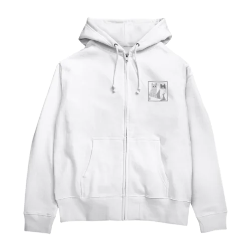 茶トラとハチワレ Zip Hoodie