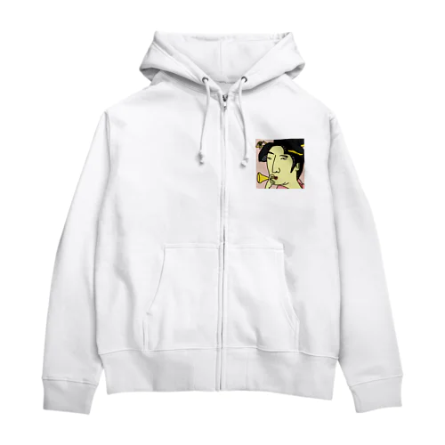 ポッピンを吹く女 Zip Hoodie
