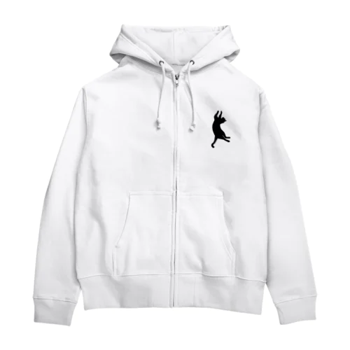 変なポーズの黒猫 Zip Hoodie