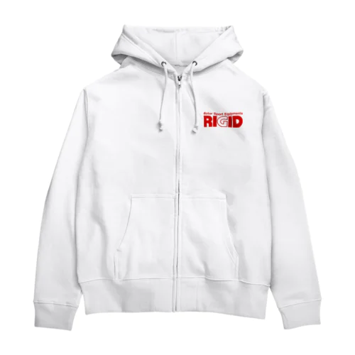 RIGID透過ロゴ赤 Zip Hoodie