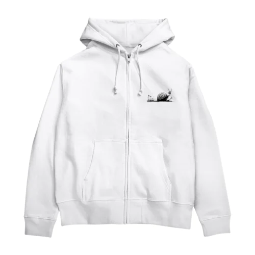 白黒カタツムリ Zip Hoodie