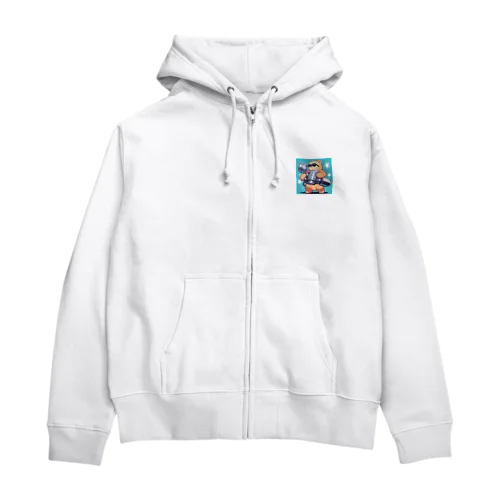 筋トレするサングラスくまさん Zip Hoodie
