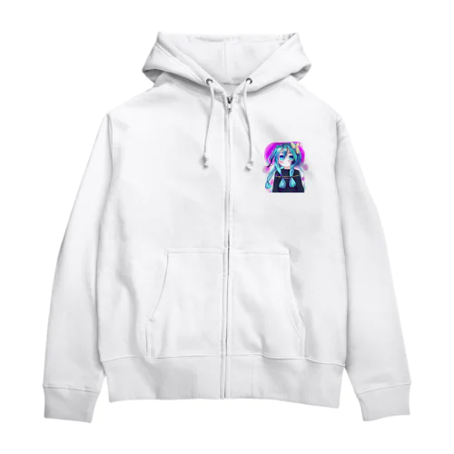 可愛いボーカロイド風の女の子 Zip Hoodie