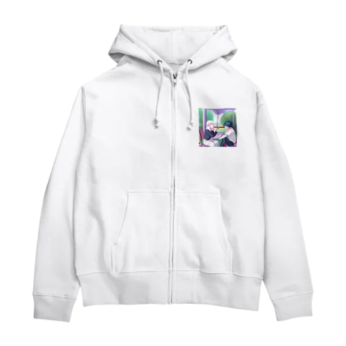 エモい大学生のカップル Zip Hoodie