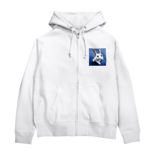 ロボットうさぎ Zip Hoodie