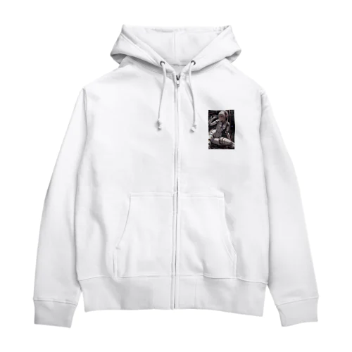 メカニカルシンセゾンビガールのイラストのグッズ　#3 Zip Hoodie