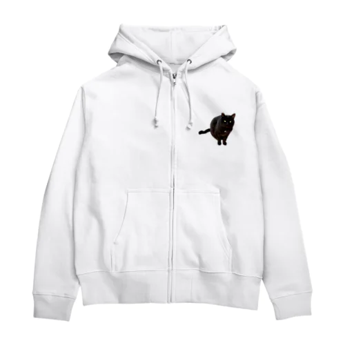 デカい黒猫どんちゃん Zip Hoodie