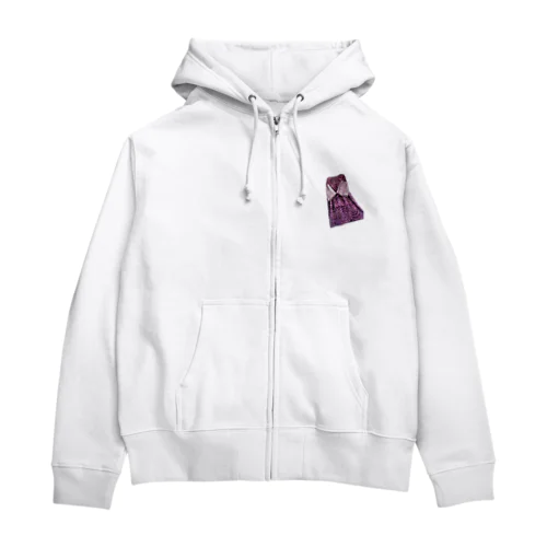 ハンドメイドリメイク着物紫 Zip Hoodie