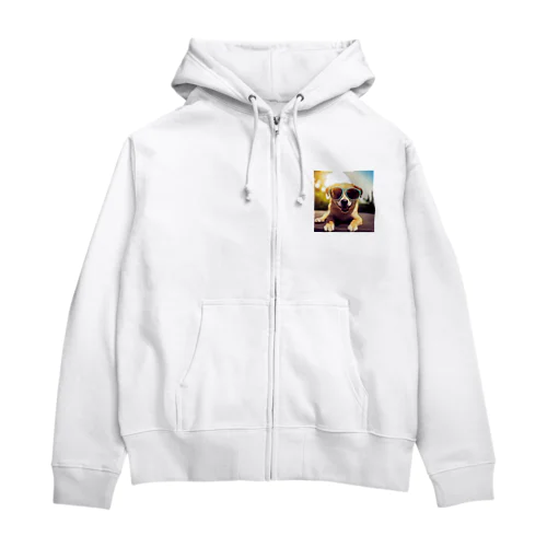 サングラスをかけたクールなワンちゃん Zip Hoodie