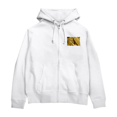 ゴールド Zip Hoodie