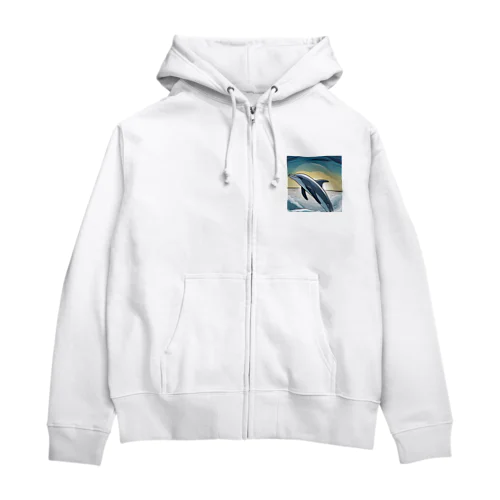 iruka　海を飛び跳ねるイルカ Zip Hoodie