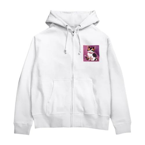 かわいい　三毛猫　グッズ Zip Hoodie