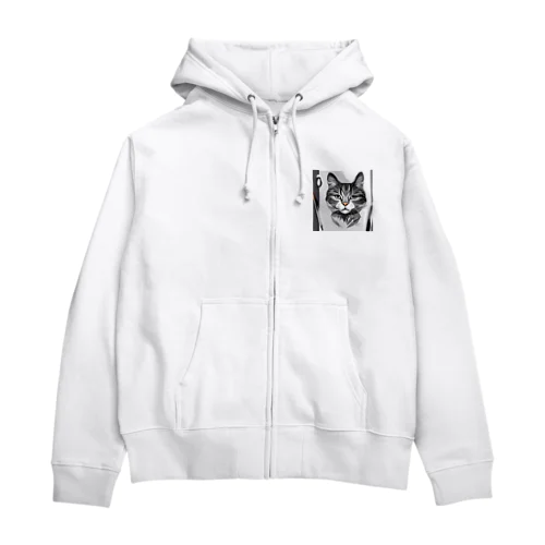 イラスト　猫 Zip Hoodie