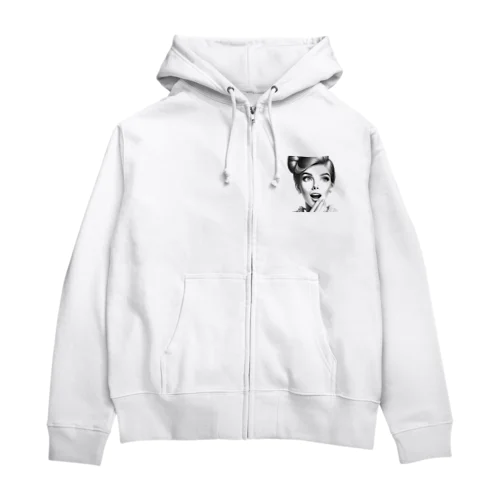 驚く女性 Zip Hoodie