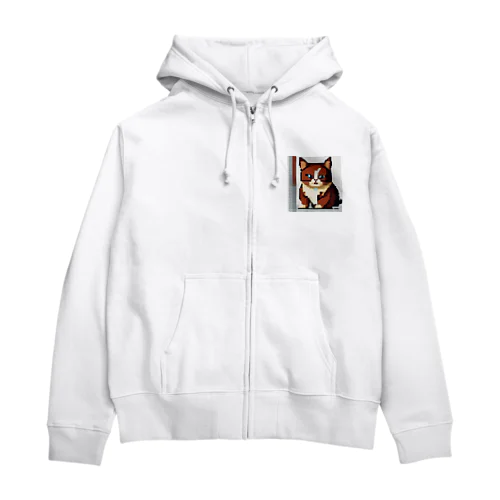 ドット絵のマンチカン Zip Hoodie