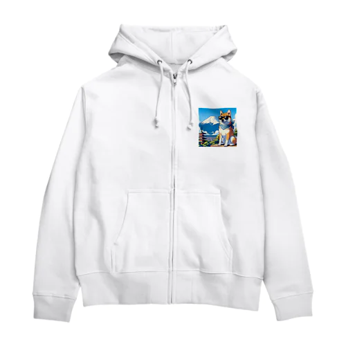 サングラス犬　【銀次郎】 Zip Hoodie