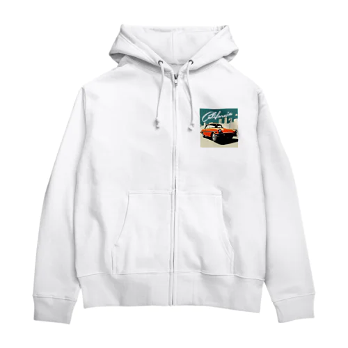 カリフォルニアのオレンジの車 Zip Hoodie