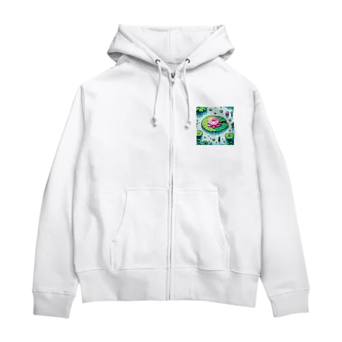 ハスの葉と花びら Zip Hoodie