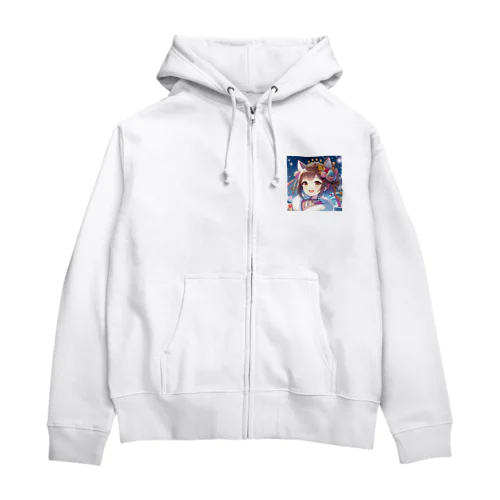 猫ギャル振り袖 Zip Hoodie